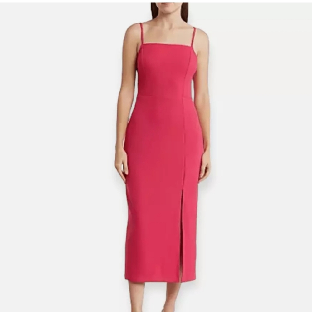 Melloday,NWT,Techno Crepe Square Neck Dress,Pink,Small